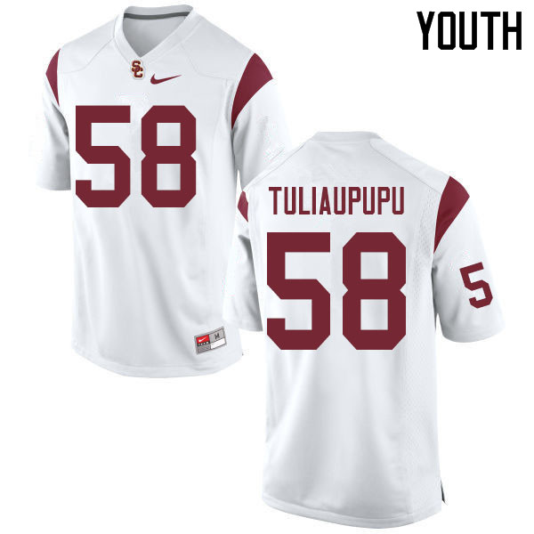 Youth #58 Solomon Tuliaupupu USC Trojans College Football Jerseys Sale-White